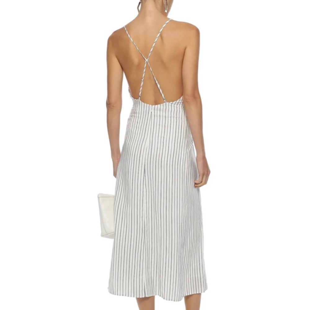 J Brand Lace-up striped jacquard midi dress